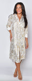 White/Gold Cotton Girlfriend Midi Dress