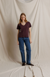 Cloud Grey Hendrix Cotton Short Sleeve Boxy V Neck Tee