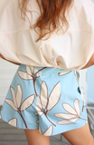 Blue Palm Leaf Floral Skort