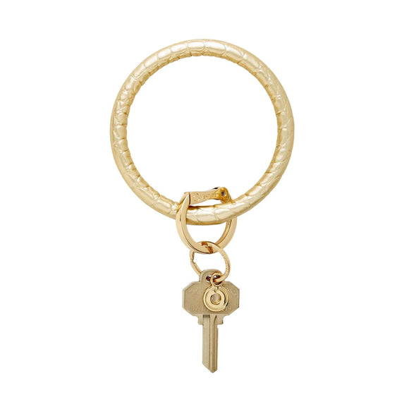 Leather Big O Key Ring - Gold Croc