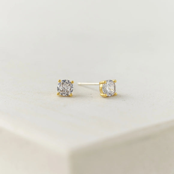 Solitaire Crystal Fete Stud Earring, Gold