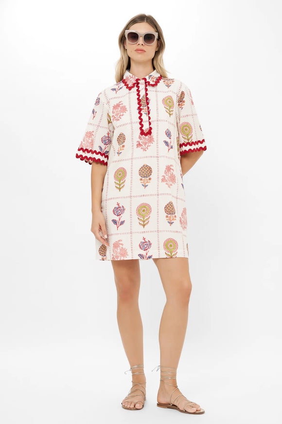 Taormina Cream Collared Shirt Dress Mini