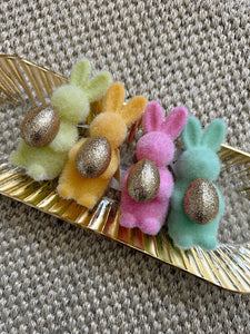 Flocked Bunny w/ Gold Egg