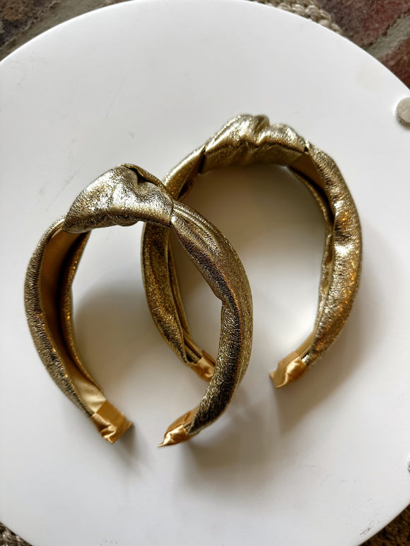 METALLIC KNOTTED HEADBAND GOLD