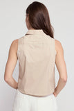 Taupe The Boxy Cropped Sleeveless Shirt