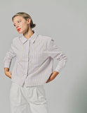 Lavender/Yellow Stripe LS Boxy Crop