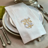 White/ Gold Vintage Vine Monogram Towel