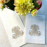 White/ Gold Vintage Vine Monogram Towel