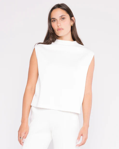 White Scuba Cowl Neck Top