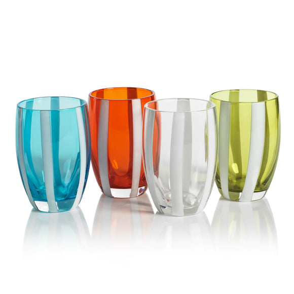 Portofino Stemless Glass w/ White Stripes