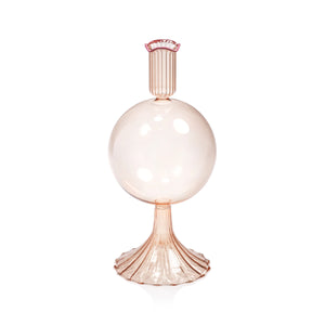 Treviso Bulb Glass Vase with Color Rim - Peach - 8.5 in
