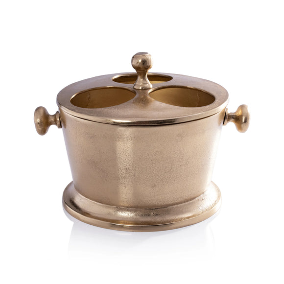 Raw Aluminum Three Bottle Wine Holder - Gold