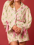Santa Claus Long-Sleeve Top and Pants Pajama Set: WHITE / M