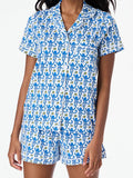 Monkey Print Shirt and Shorts Set: BLUE / M