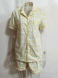 Monkey Print Shirt and Shorts Set: BLUE / XL