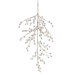 Beaded Glass Berry Branch - Clear + Gold 26"