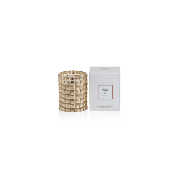 BRAIDED LUMINA SCENTED CANDLE, WOOD WICK  11.5 OZ- SIBERIAN FIR