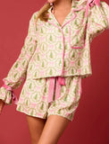 Santa Claus Long-Sleeve Top and Pants Pajama Set: WHITE / M