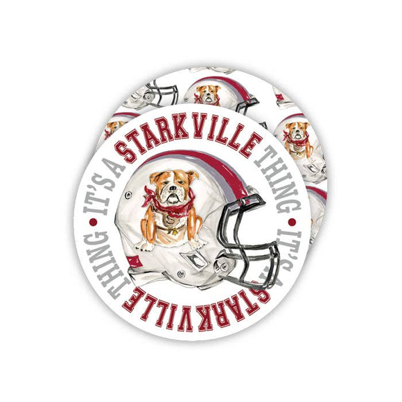 Starkville Thing Helmet Maroon & Gray Bulldog Round Coaster