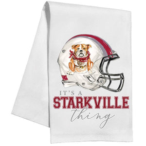 Starkville Thing Helmet Maroon & Gray Bulldog Kitchen Towel