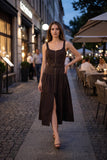 Belted Zip Front Midi Dress: RED MAHOGANY / M