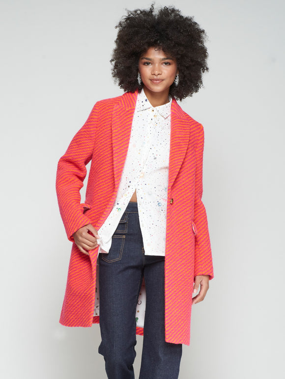 Pink/Orange Diagonal Pattern Coat