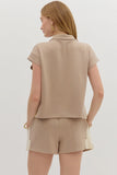 Light Taupe/Cream Short Sleeve Quarter Zip
