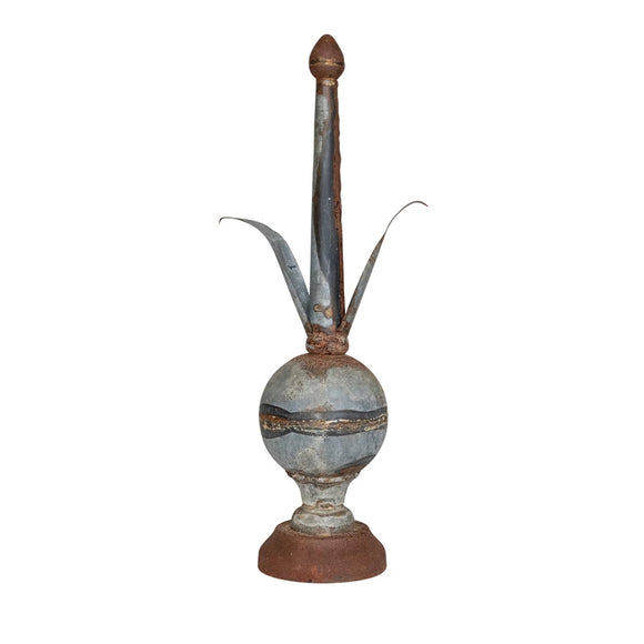 Metal Finial Décor, Distressed Zinc Finish