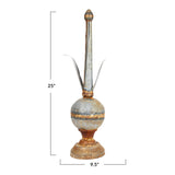 Metal Finial Décor, Distressed Zinc Finish