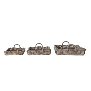Decorative Woven Rattan Tray with Handle