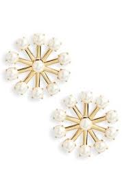 PEARL PINWHEEL BUTTON EARRINGS