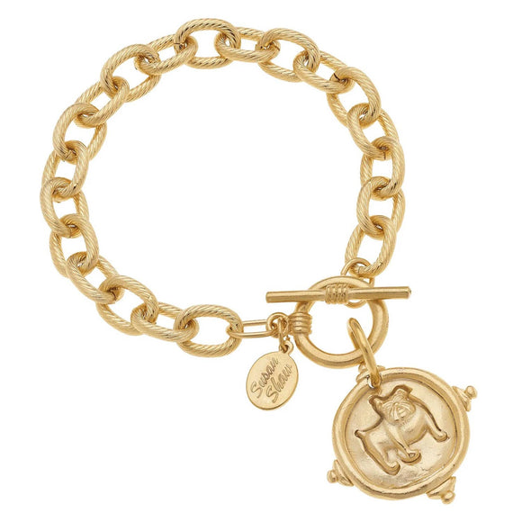 Gold Bulldog Italian Intaglio Bracelet