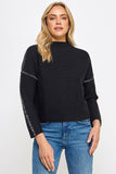 RT-3913-6 CONTRAST STITCH MOCK NECK SWEATER BLACK: S