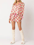 Santa Claus Long-Sleeve Top and Pants Pajama Set: WHITE / M