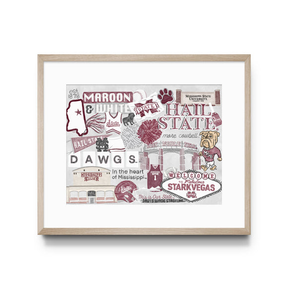 Licensed Mississippi State Collage Art Print: 8x10