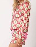 Santa Claus Long-Sleeve Top and Pants Pajama Set: WHITE / M