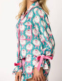 Santa Claus Long-Sleeve Top and Pants Pajama Set: WHITE / M