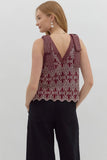 Maroon Stitched Sleeveless Top