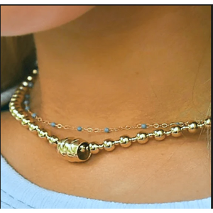 5mm+2mm 14k Gold-Filled Waterproof Dimension Barrel Necklace