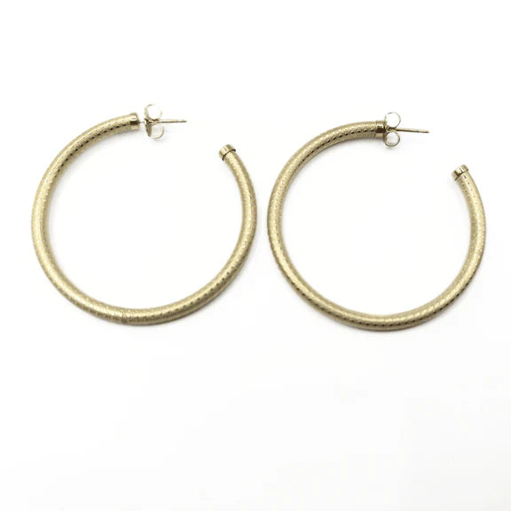 Bali 14k Gold-Filled Patterned Post Hoops 42mm