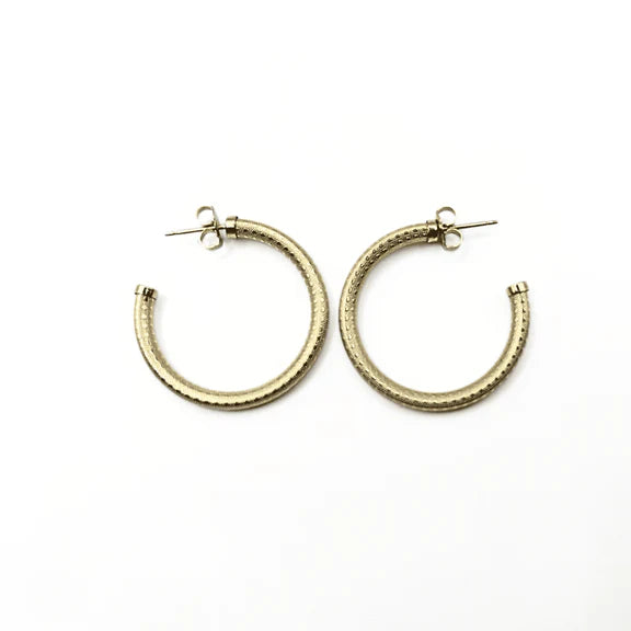 Bali 14k Gold-Filled Patterned Post Hoops 27mm