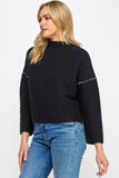 RT-3913-6 CONTRAST STITCH MOCK NECK SWEATER BLACK: S