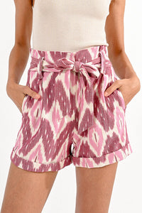 Flared Shorts in Batik Pattern