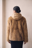 Camel Two-Piece Puffer Fur Jacket