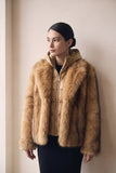 Camel Two-Piece Puffer Fur Jacket