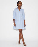 Sky Blue Check Drop Waist Shirt Dress