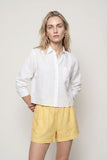 White Linen LS Boxy Crop