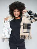 Camel Check Fringe Bomber Jacket