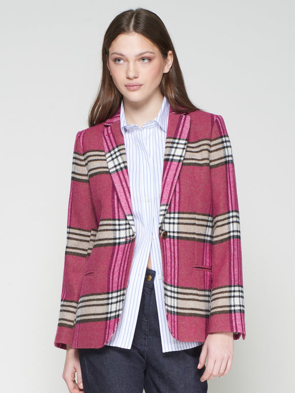 Raspberry/Beige Check Jacket
