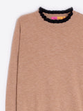 Beige/ Black Ruffle Knit Sweater